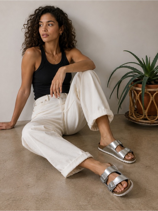 Birkenstock Shoes - Birkenstock Arizona Chunky Sandals Silver Metallic Size 38 (US 7) Regular Fit